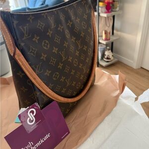 LOUIS VUITTON Looping GM Shoulder Bag Monogram Leather Brown